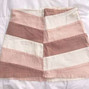 Peach Love California Cream and White Mini A-Line Skirt